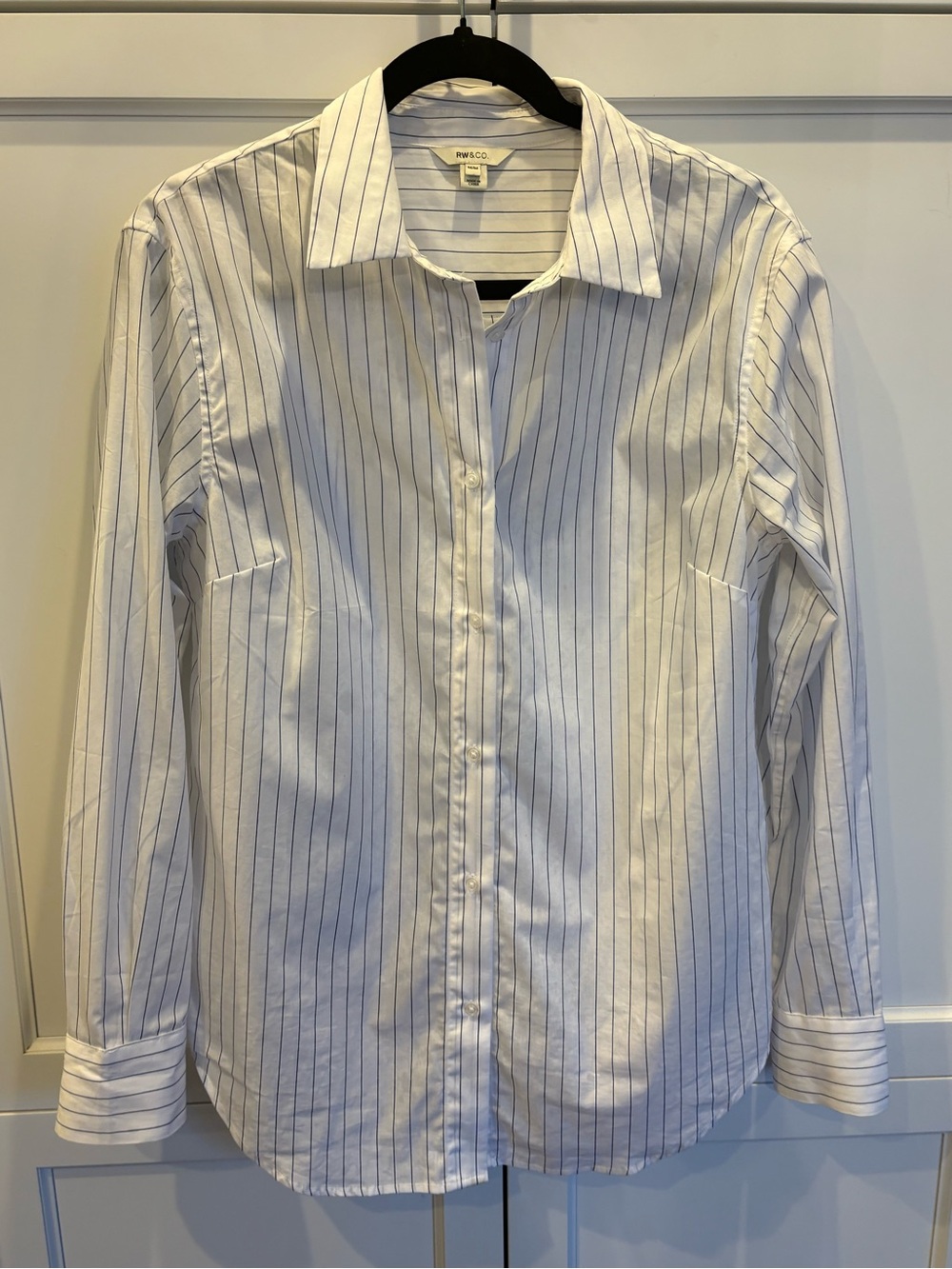**Brand New Classic White Pinstripe Women’s Button-Up Shirt